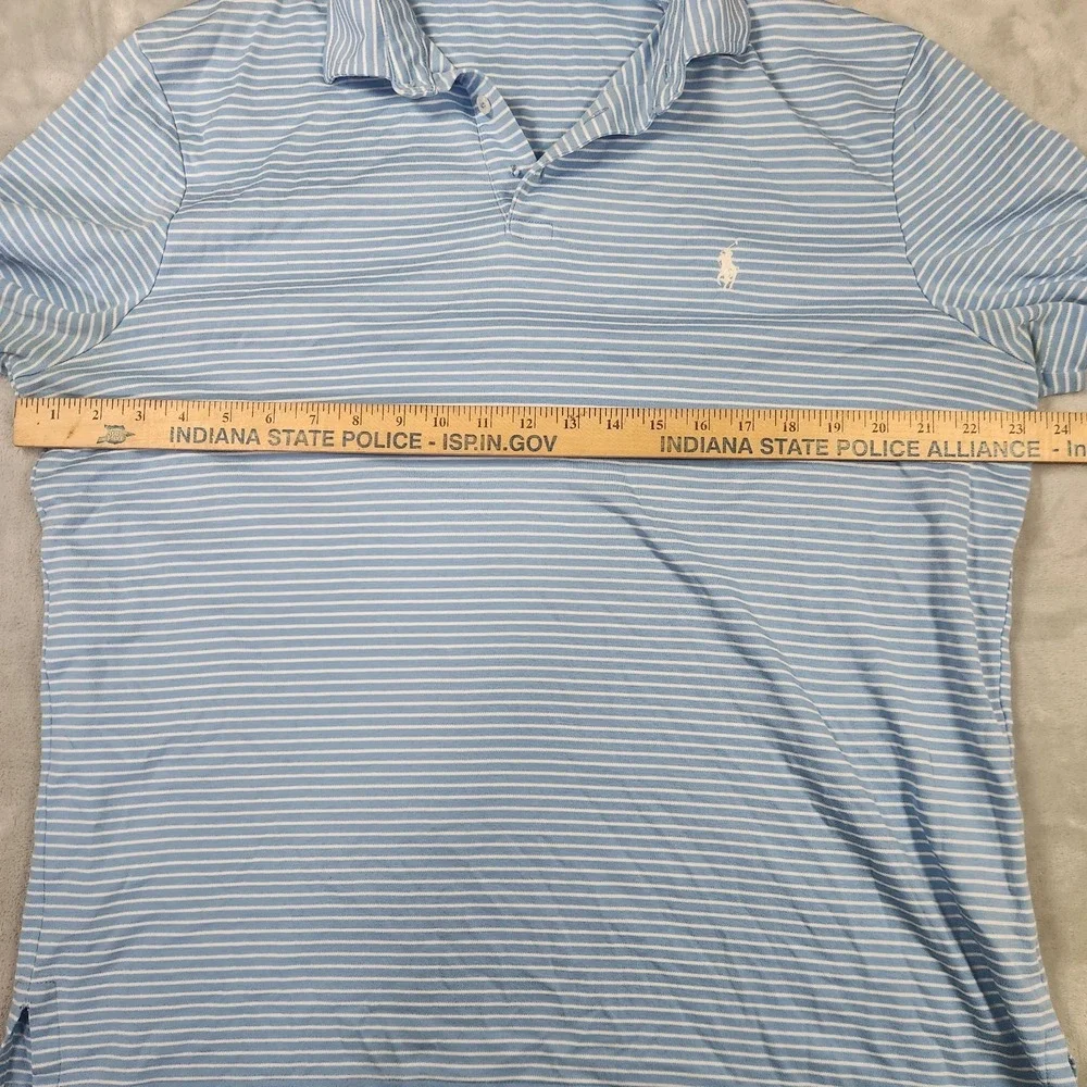 Polo Ralph Lauren Striped Cotton‎ Polo Shirt Blue White Pony XL